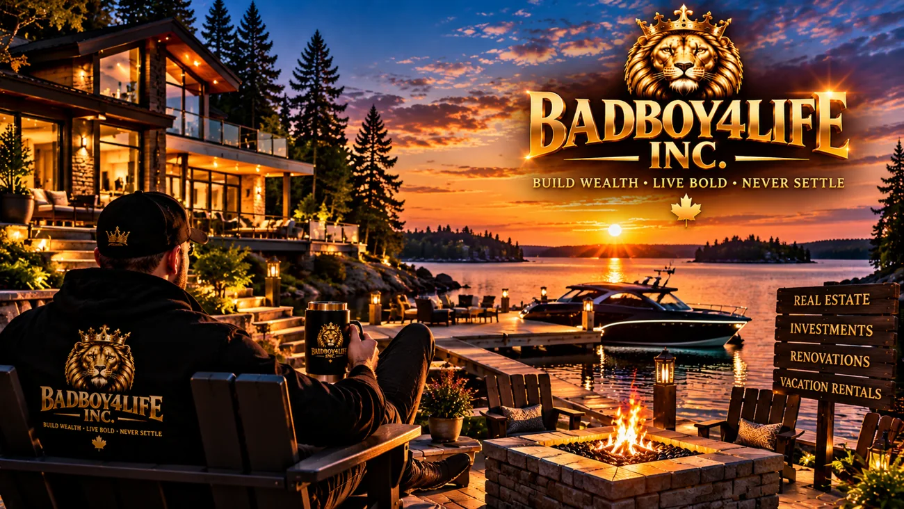 Lakeside luxury retreat at sunset